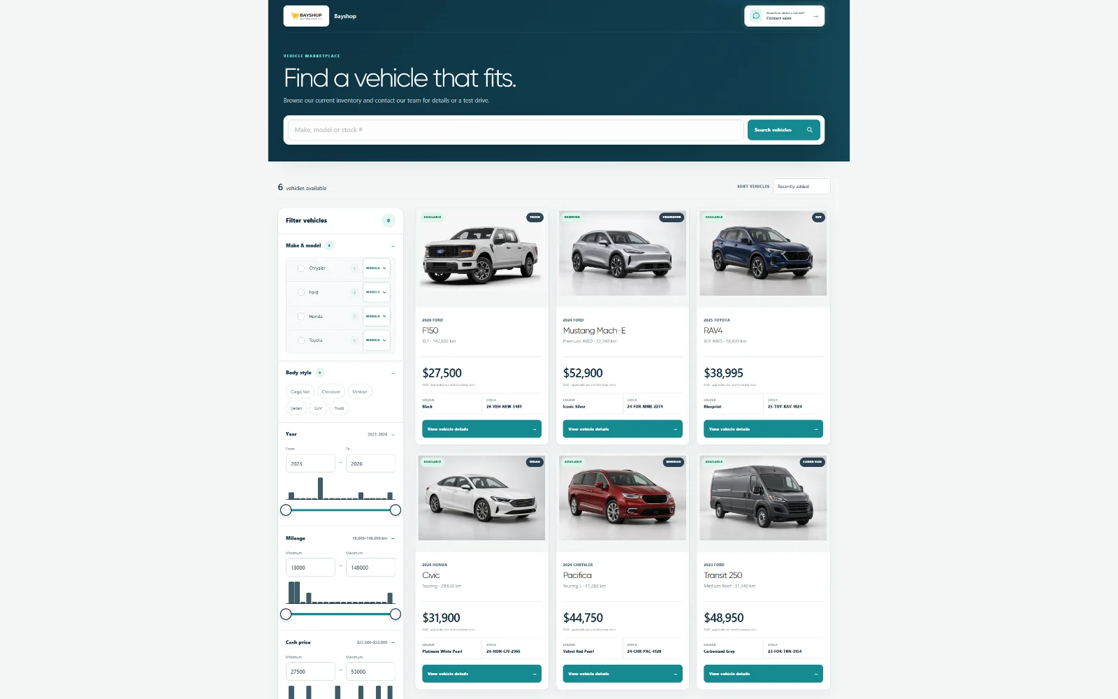 Vehicle Listing