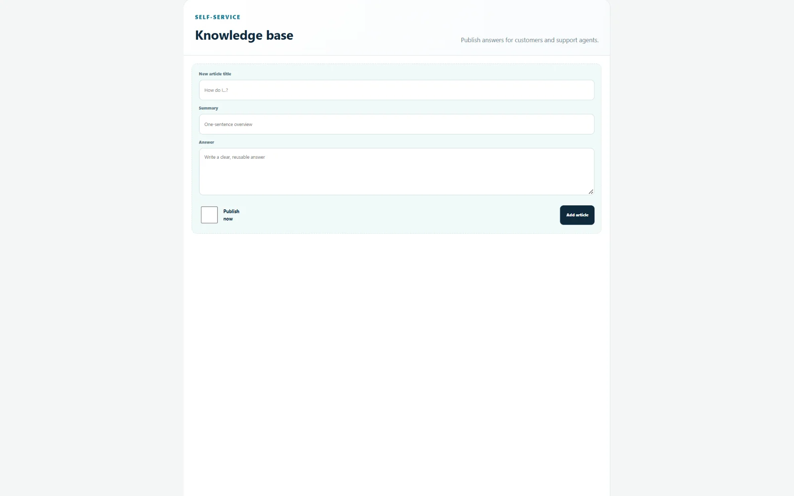 Support Knowladge Base Articles