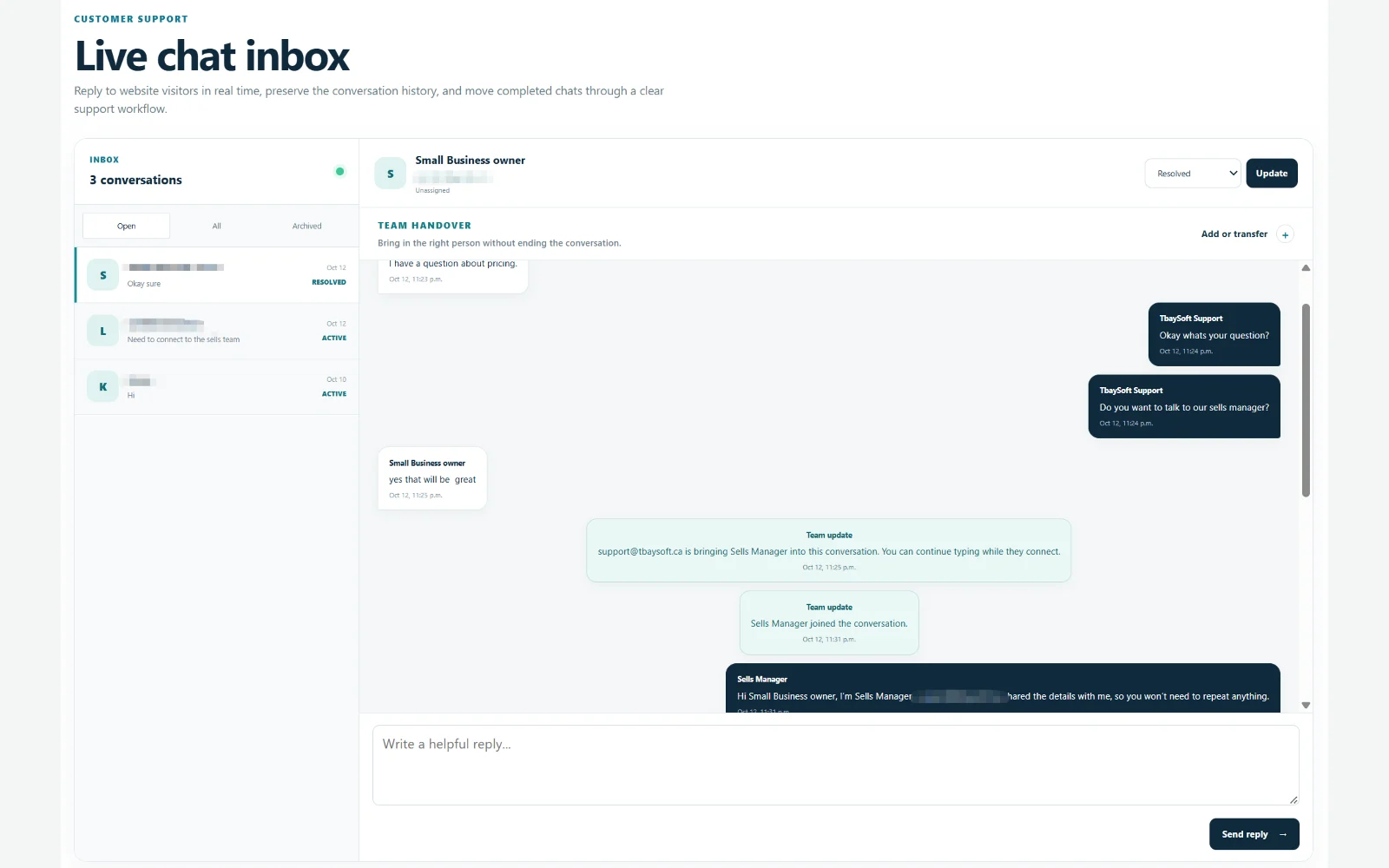 Support and Chat Portal